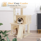 Cat Tree Multilevel Cat Tower with Double Condos, Spacious Perch, Fully Wrapped Scratching Sisal Post and Replaceable Balls