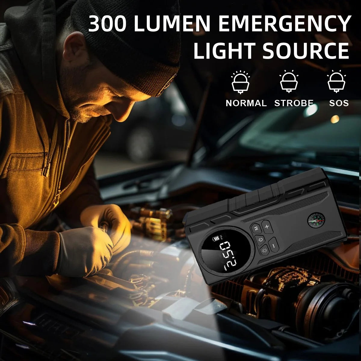 Jump Starter with Air Compressor, 4000A 150PSI Battery Jumper Starter Portable (9.0 Gas/8.0L Diesel)