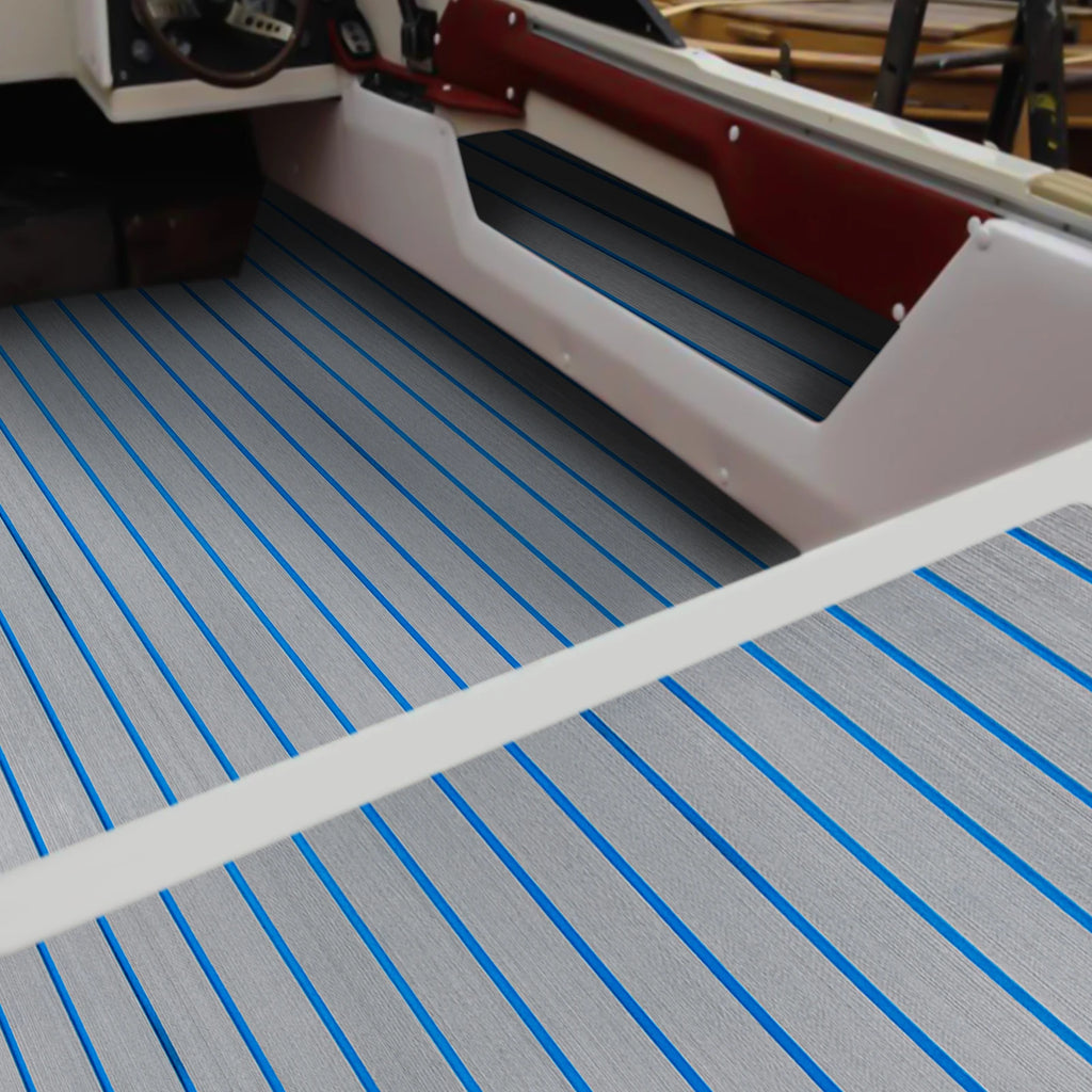 240*60cm/240*90cm EVA Foam Non-Slip Boat Deck Mat 6mm Thick Waterproof Marine Yacht Faux Teak Decking Sheet Flooring Carpet Pad