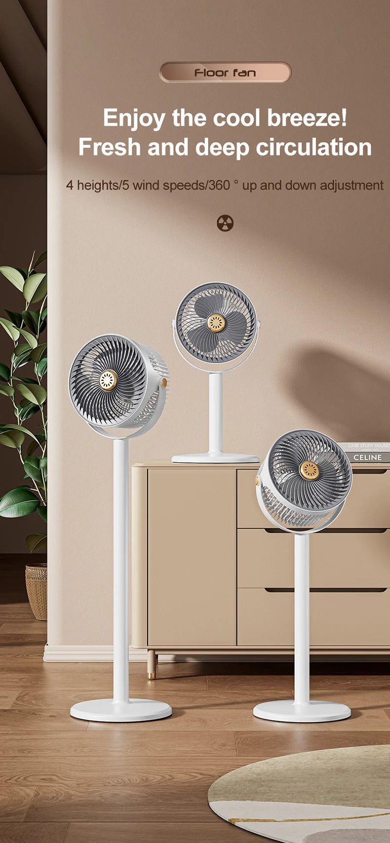 Wireless Fan Height Adjustable Outdoor Travel Camping Long Endurance USB Charging Portable Student Dormitory High Wind Power