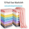 10pcs Solid Color Washcloths, Simple Plain Face Cloth, Soft Absorbent Towel Small Face Towel, Bathroom Supplies