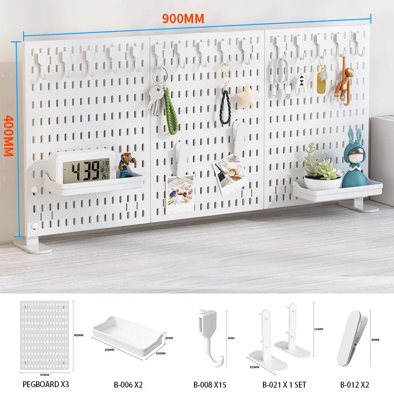 Home & Office Desktop Pegboard: Height-Adjustable Standing Storage Rack for Supplies, Also for Decorative Figurine Display - Nexvibe