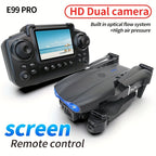 The Upgraded 2026 E99PRO MAX Drone Features Dual 8K Cameras, In-Screen Remote Control, Two Batteries, One-Key Return-to-Home, A Foldable Design, USB Charging, Wi-Fi Connectivity, and Flight Gaming Capabilities. This Drone Is