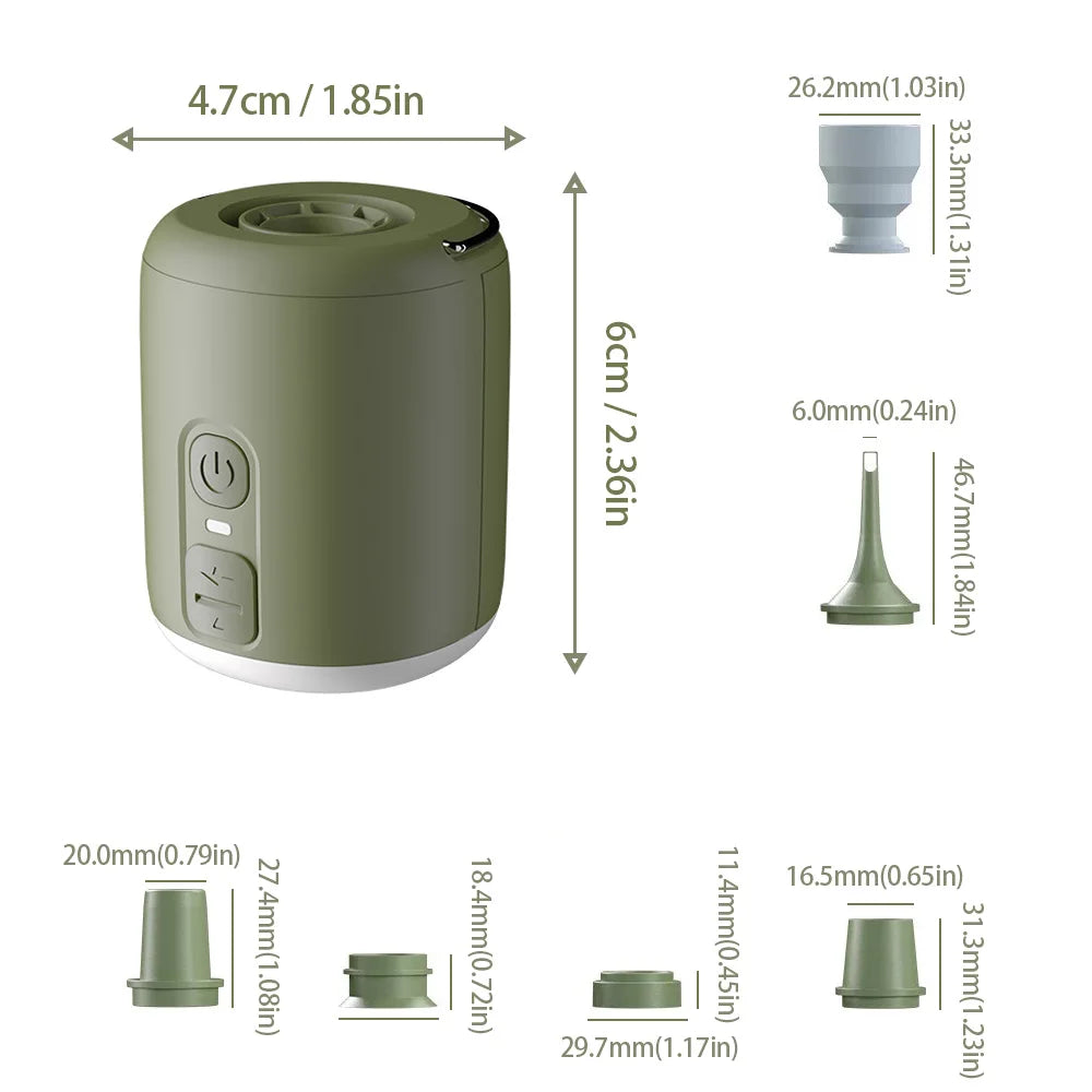 WESTTUNE Tiny Air Pump with Camping Lantern 4.5kPa Air Pump with Magnetic Design for Inflatable Air Mattress Sleeping Pads