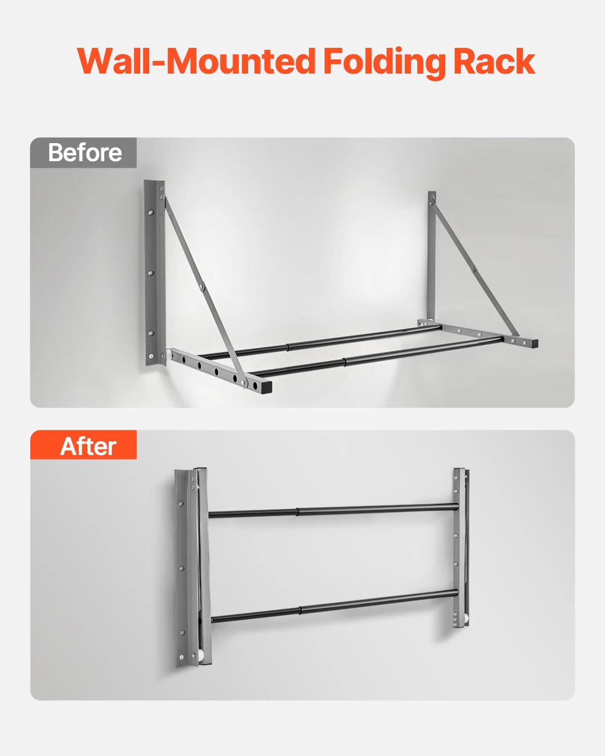 SucceBuy Wall Mounted Folding Tire Rack, 32" - 48" Adjustable Tire Rack, Steel Tire Storage Rack for Garage Workshop Repair Shop