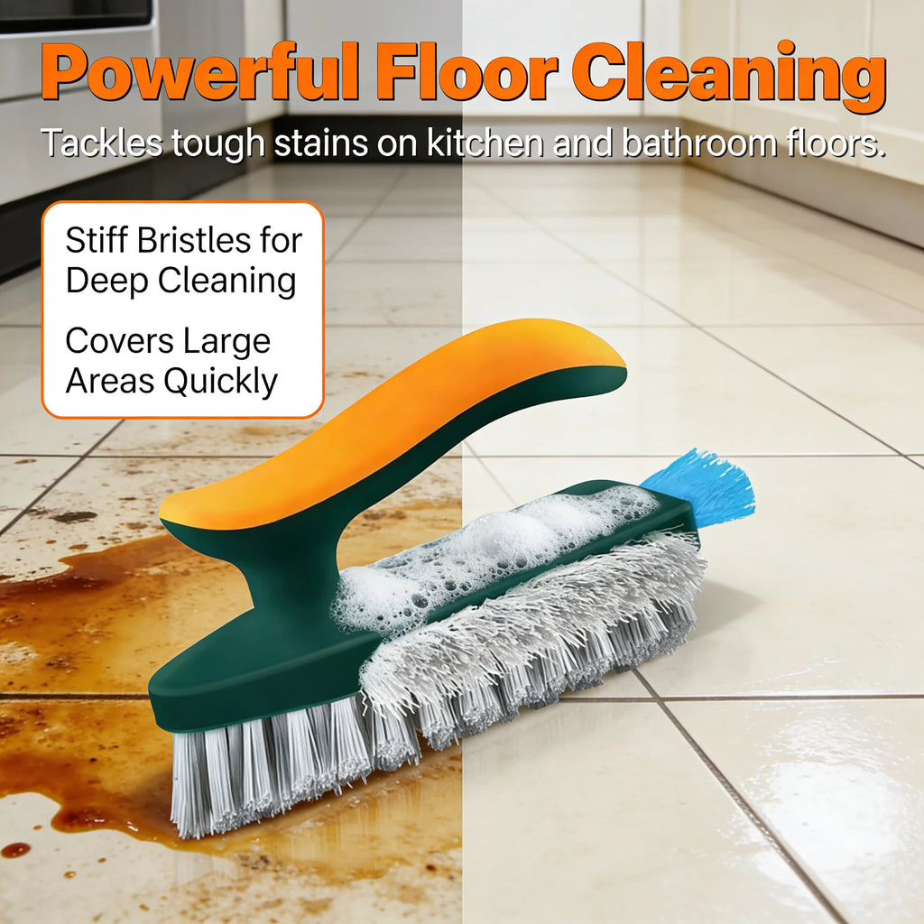 3-In-1 Multi-Function Cleaning Brush Hard Bristle Scrub Brush With Gap Brush T-Handle Grout Cleaner For Bathroom Kitchen Window
