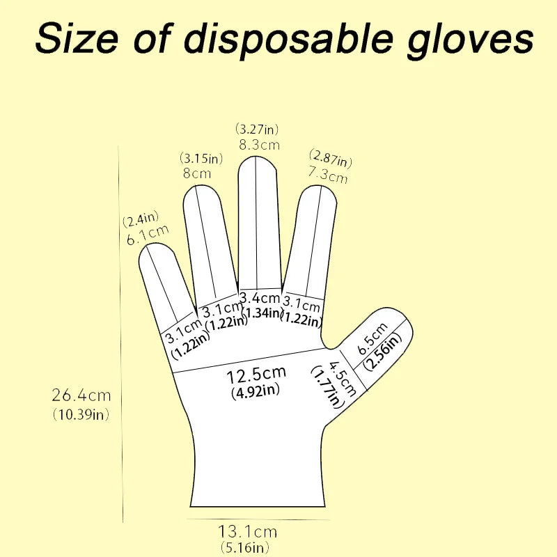 200pcs Elastic Clear Disposable PE Gloves (26.4cm) - Food-Grade Protective Gloves