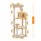Cat Tree for Indoor Cats 5-Level Cat Tower for Large Cats with Large Hammock Sisal Covered Scratching Posts Cozy Condo Top Perch