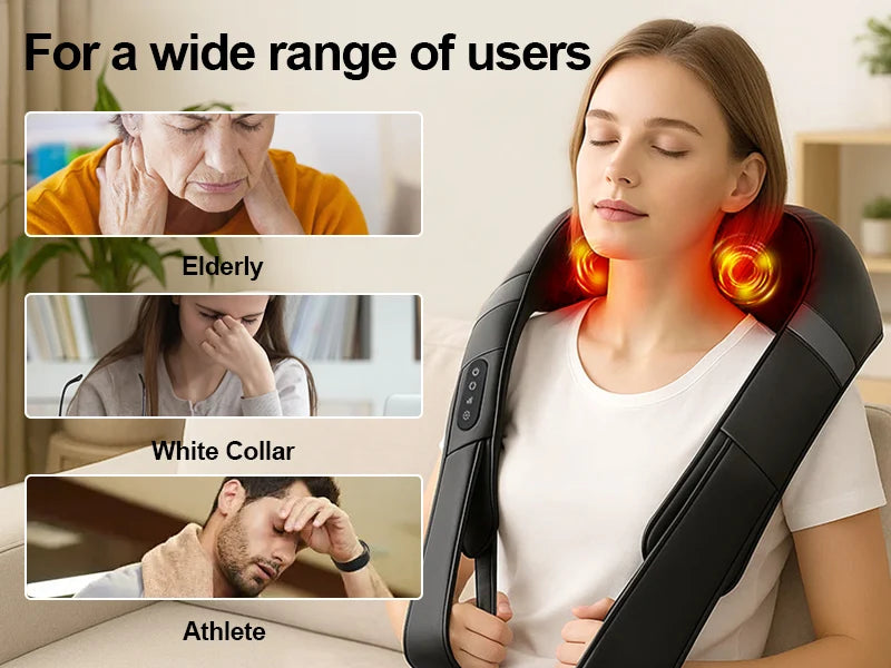 Leercon Shiatsu Neck and Shoulder Massager Heated Back Massager U Shape Deep Kneading Electric Massage Pillow For Neck Waist Leg Body