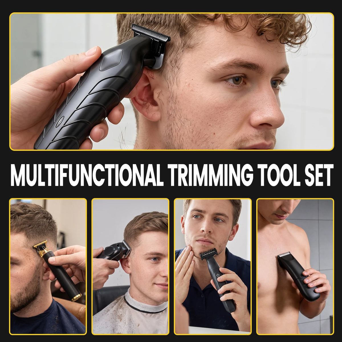 Professional Hair Clipper Set for Men, Cordless Haircut Kit Hair Clipper T-Blade Trimmer Electric Shaver