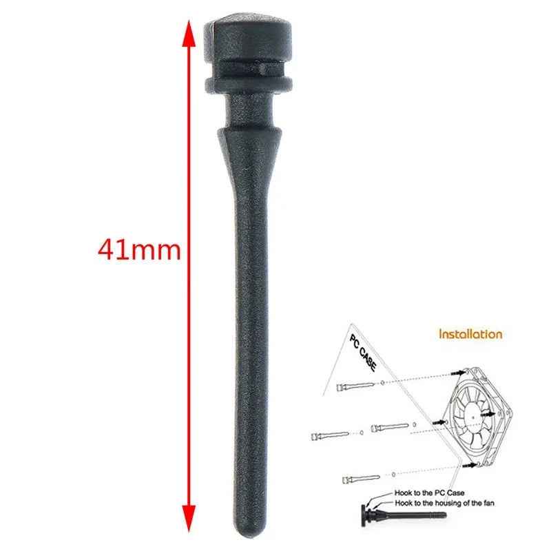 Goldpo Screw Pin Rivet Rubber Fan Noise Absorbtion Anti Vibration Mount Silicone Shock-absorbing Nails Black