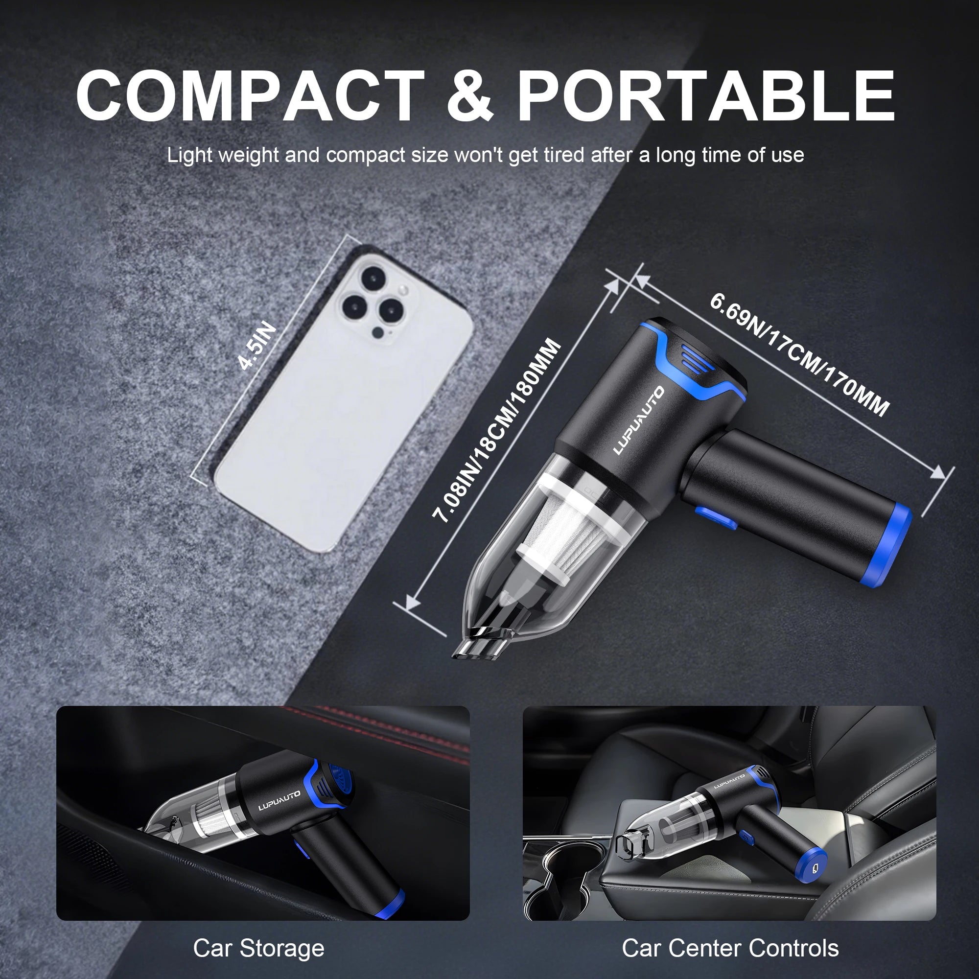 Portable Wireless Car Vacuum Cleaner 12000PA Wireless Vacuum Cleaner Dual Use for Home and Car High Powerful Vacuum Cleaner