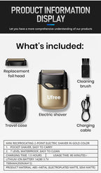 Ufree Electric Razor for Men, Foil Shaver with 2 Foil Heads,  Home appliance Electric Shaver, Wet Dry Cordless Razor, Chargeable