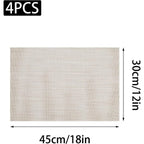 4 Pcs Bge Placemats Wipeable Washable Woven Placemats Double-sided Vinyl Kitchen Table Place Mats