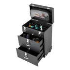 Rolling Makeup Train Case with Wheels, Professional Cosmetic Trolley Lockable Storage, 3-Layer Large Capacity Travel Organizer