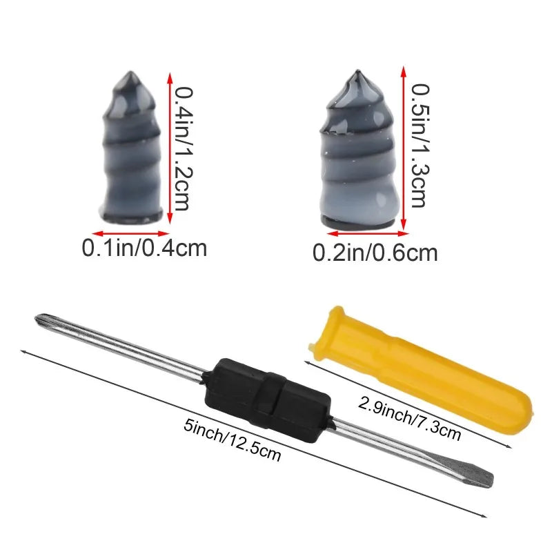61x Car Tubeless Vacuum Tyre Puncture Repair Kit Screw Nails Tire Patch Plug Fix Tools With Screwdriver & Convenient Storage Box