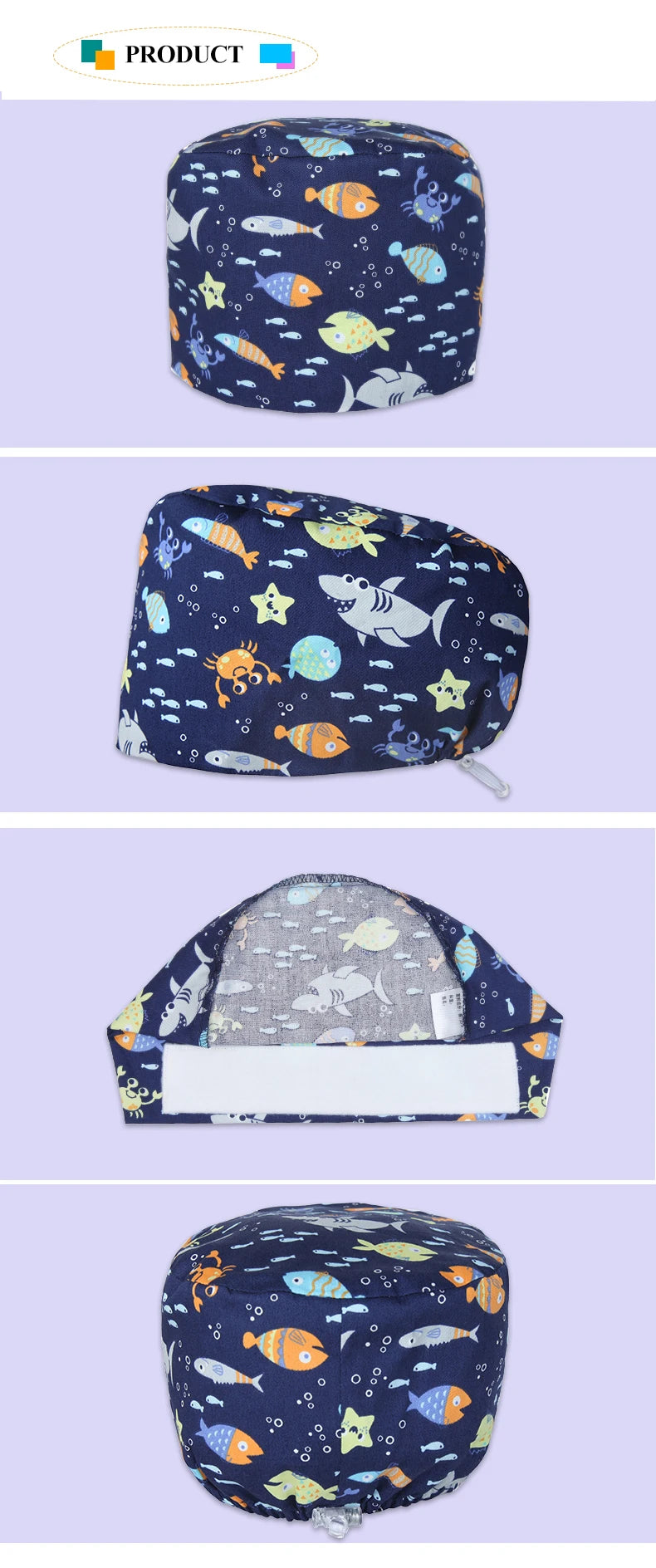 Shark Pattern Scrub Cap for Men Women 100% Cotton Healthcare Surgical Dentist Skullcaps Hospital Working Hats K329