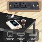 JHK 3 Fabric Drawers Cabinets with Charging Station Bedside End Table with USB/Type-C Ports Outlets Nightstand for Furniture