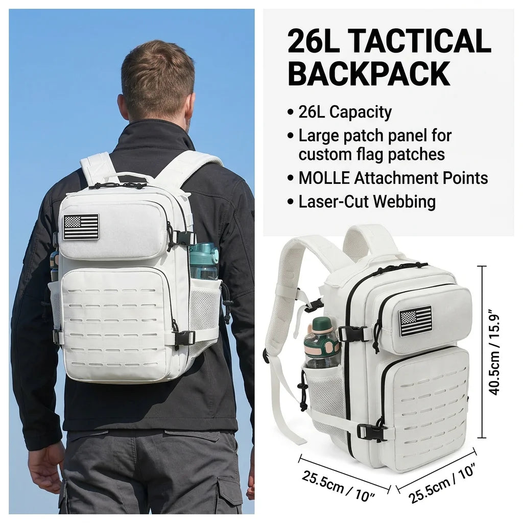 26L Tactical Backpack Men Women MOLLE Outdoor Survival Fitness Hiking Rucksack With Dual Double Cup Holders Camping