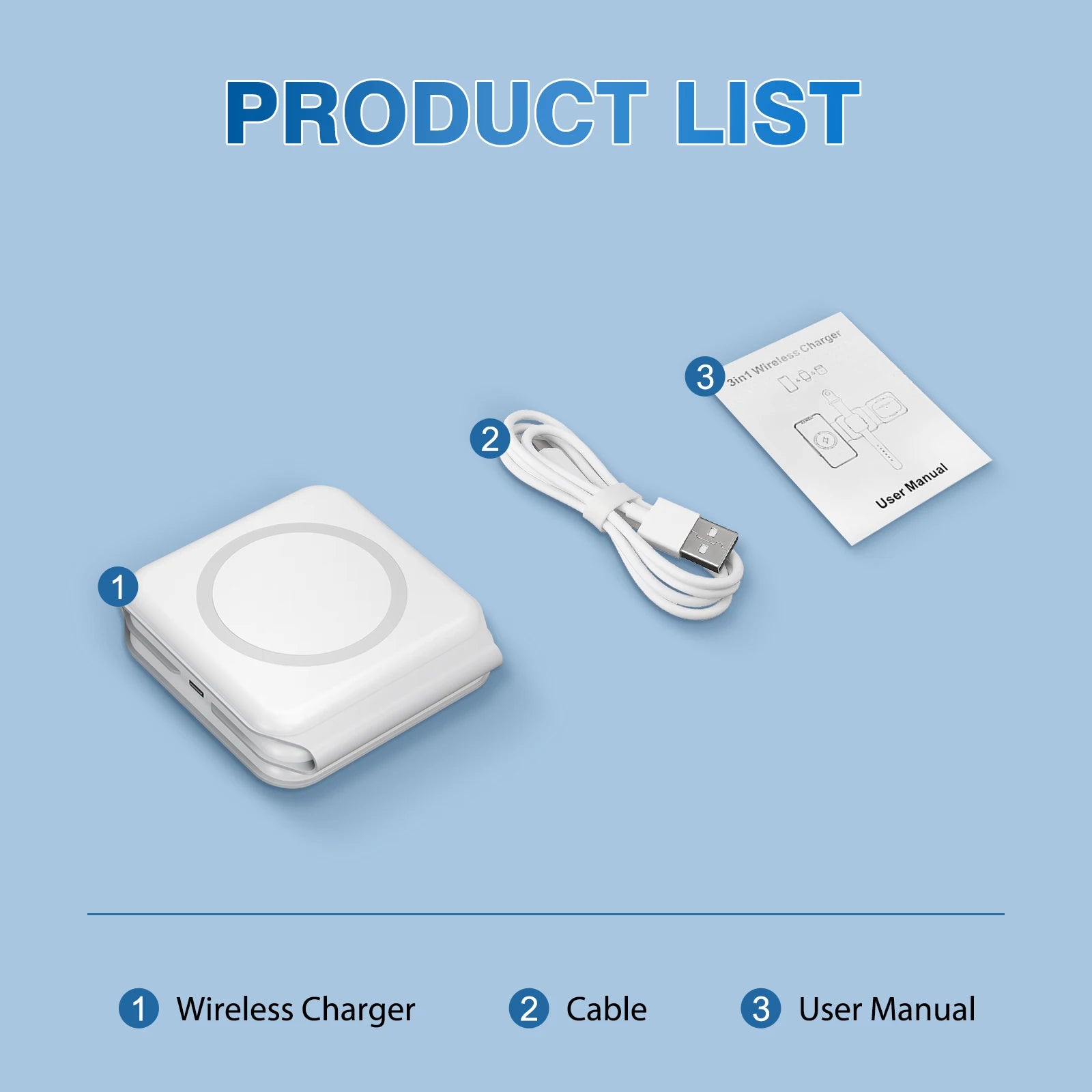 15W Magnetic Wireless Chargers 3 in 1 Foldable Phone Charge Dock Fast Charg Travel for Apple Watch IPhone 14/13/12/11/X AirPods