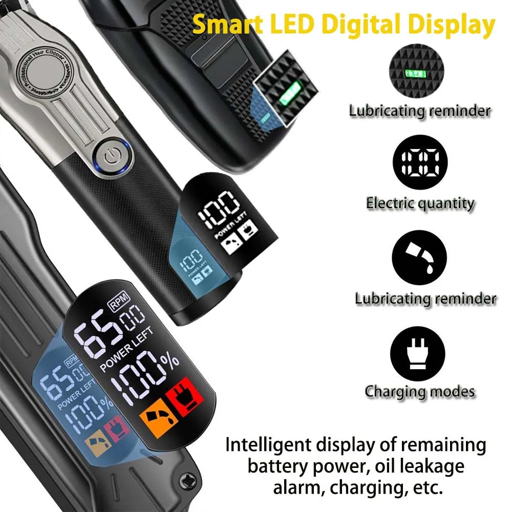 Professional Hair Clipper Set for Men, Cordless Haircut Kit with LED Display, 3-in-1/2-in-1/1pc  rechargeable Hair Clipper & T-Blade Trimmer & electric shaver, Barber Zero-Gapped Detailer, DIY Grooming Tools with Scissors, Co
