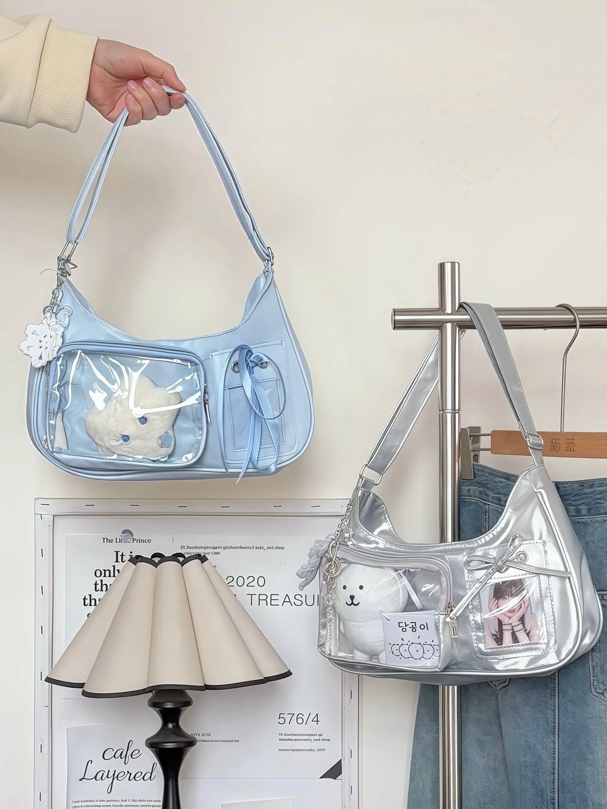 Y2k Harajuku Shoulder Bag Women Korean Transparent Ita Bag School Crossbody Bag Female Japanese Designer Preppy Handbag Purse
