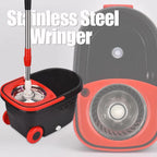 Black Spin Mop Bucket Sets Wrings System, Bucket with Wheels Extendable and Adjustable Handle, 3 Replacement Mop Refills