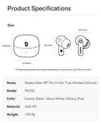 Baseus Bass BP1 Pro -50dB Noise Cancelling Wireless Earbuds Bluetooth 6.0 LDAC Hi-Res Sound 6-Mic AI Clear Calls IP55 Earphones