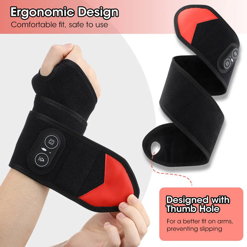 1/2PCS Electric Heating Massage Hand Massager Wrist Vibration Massage Pad Carpal Tunnel Relief Tendonitis Wrist Knee Support Pad