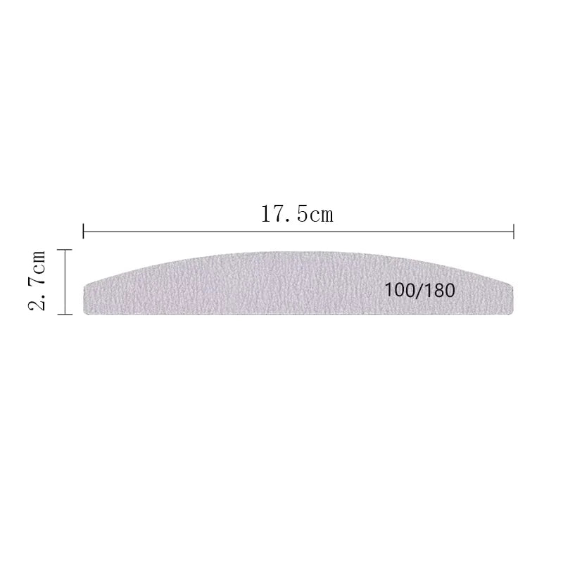 Nail File Buffer 100/180 Grit Half Moon Nail Files Double Side Sandpaper Nail Sanding Grinding Gel Nail Polish Manicure Tool