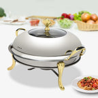 2.5L/2.64QT Round Chafing Dish Buffet Set Stainless Steel Servers Warmers with Visible Window & Fuel Holders Warming Tray for Hotels Buffets Restaurants Family Gatherings 36*36*23cm