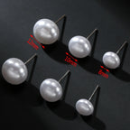 New 12 pairs/set White Imitation Pearl Stud Earrings For Women Girls Ear Jewelry Round Ball 8mm 10mm 12mm