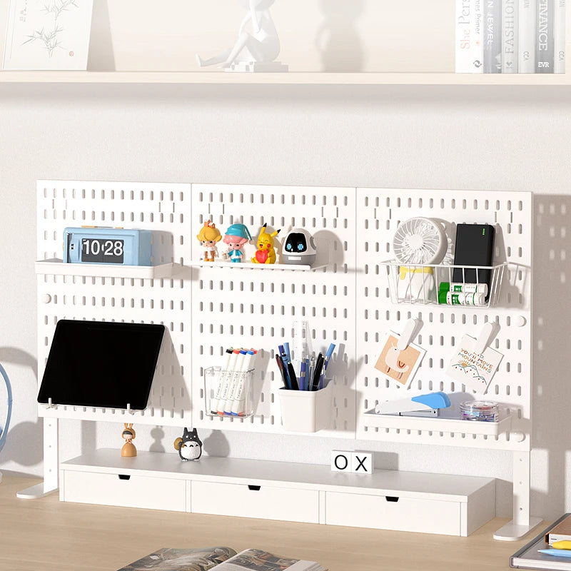 Home Study Storage Pegboard: Suitable for Displaying Figurines, Desk-Top Standing & Clip-On Storage for Furniture Items