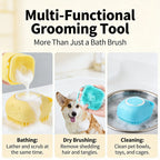 2-In-1 Pet Bath & Massage Brush With Shampoo Storage Silicone Dog Cat Grooming Tool For Puppy Kitten Sensitive Skin