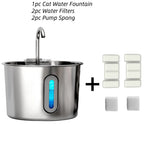 Cat Water Fountain, 75oz Stainless Steel Automatic Water Fountain with Filters Silent Pump for Cat Drinking, Pet Water Supplies