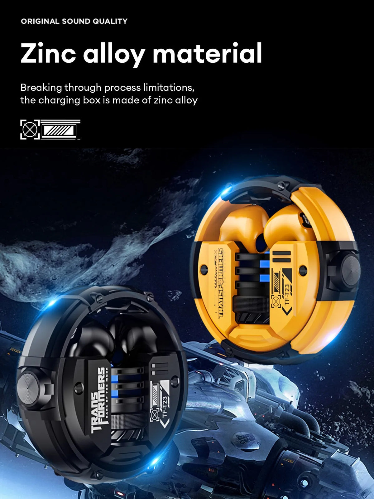 Ship From US Transformers Wireless Bluetooth Earphones Low Latency Gaming Headset TF-T23 HD Call with Mic Earbuds Sport