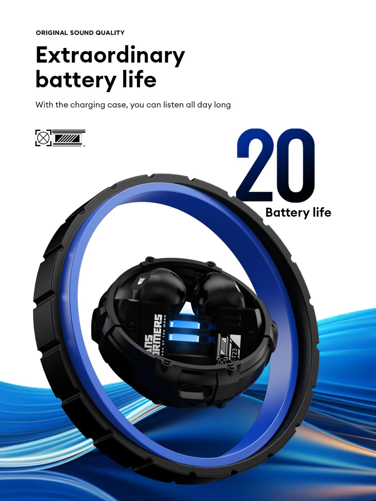 Ship From US Transformers Wireless Bluetooth Earphones Low Latency Gaming Headset TF-T23 HD Call with Mic Earbuds Sport