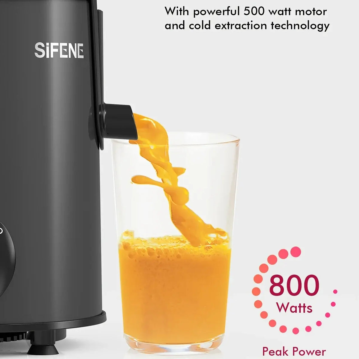 SiFENE Easy-Clean Juicer, 3" Wide Feed for Rapid Fruit and Vegetable Juicing, 3 Speed Settings, BPA-Free, Stainless Steel, Gray - Nexvibe