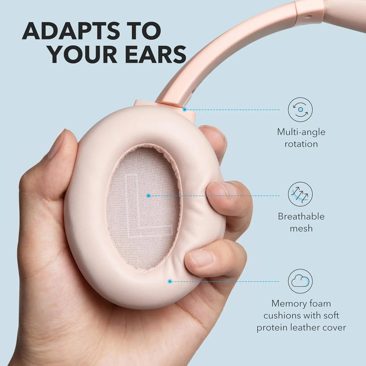 Soundcore Anker Life Q20 Hybrid Active Noise Cancelling Wireless Over Ear Bluetooth Headphones 60H Playtime