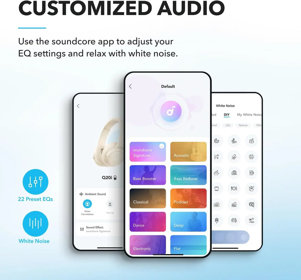 Soundcore by Anker Q20i Hybrid Active Noise Cancelling Headphones Wireless Over-Ear Bluetooth 40H Playtime