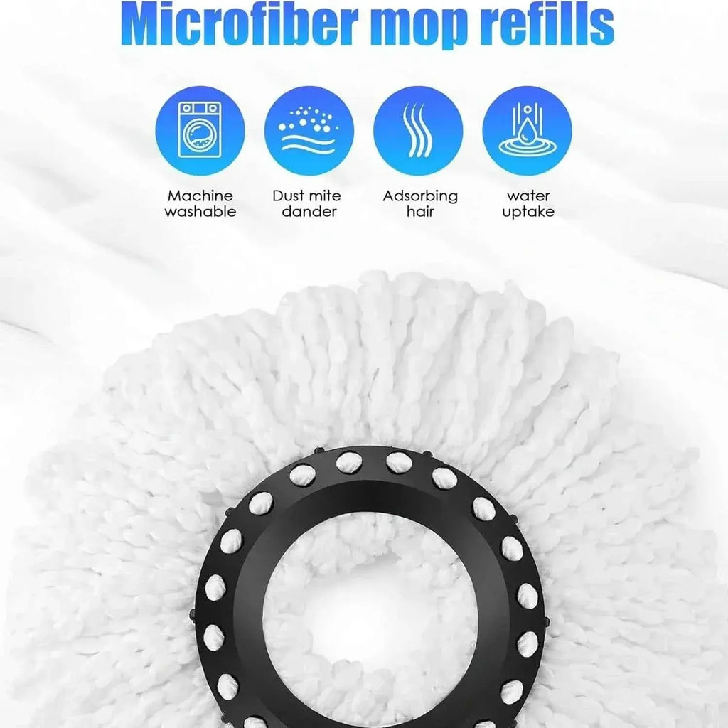 Spin Mop Bucket Set with Soap Dispenser 360°Rotating 2 Microfiber Heads 61" Adjustable Stainless Steel Handle 20QT Floor Cleaner
