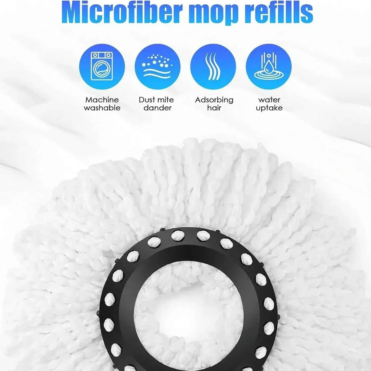 Spin Mop Bucket Set with Soap Dispenser 360°Rotating 2 Microfiber Heads 61" Adjustable Stainless Steel Handle 20QT Floor Cleaner