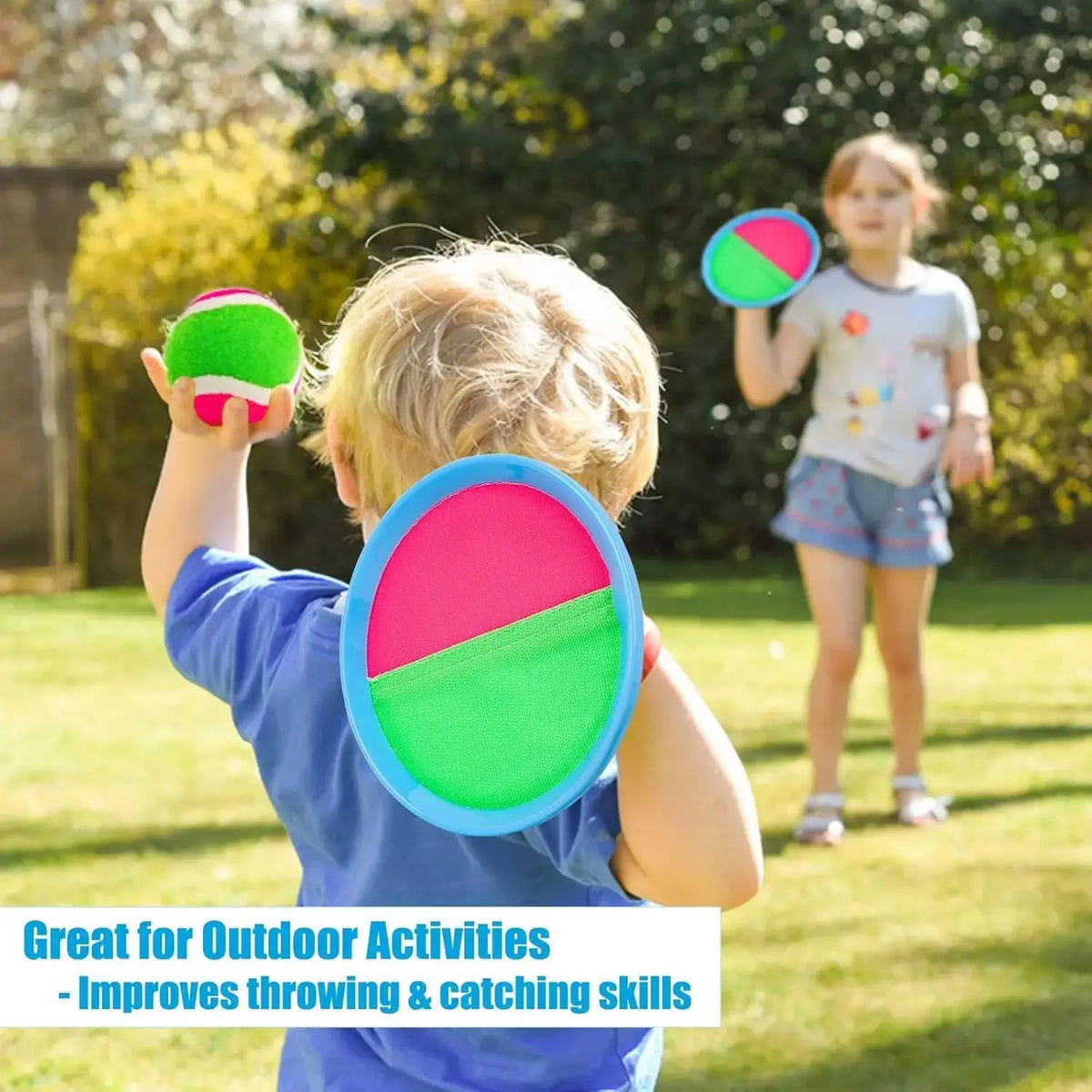 Sticky Ball Toys - Outdoor Play, Beach Toys, Throw And Ball Sets With 2 Paddles And 1Ball, Beach Play Set Playground Set For - Nexvibe