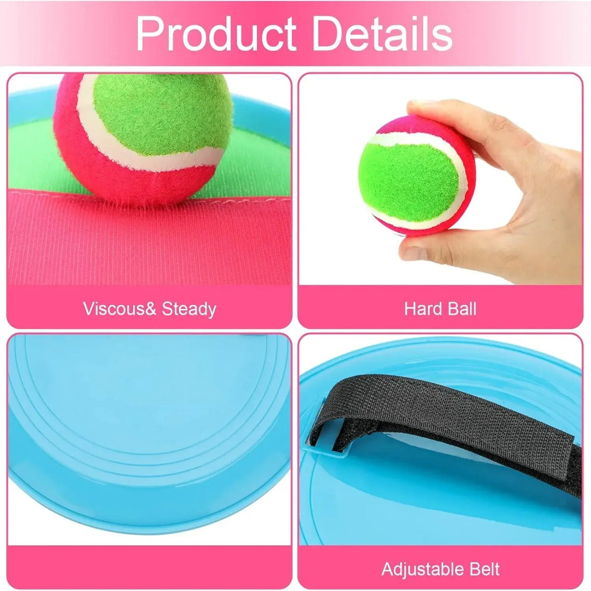 Sticky Ball Toys - Outdoor Play, Beach Toys, Throw And Ball Sets With 2 Paddles And 1Ball, Beach Play Set Playground Set For - Nexvibe