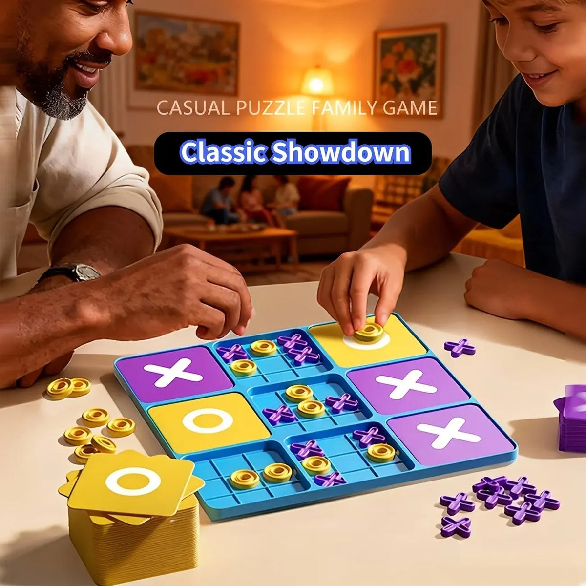 Strategic Upgraded Tic-Tac-Toe Game for Parties - Xs Vs O' Board Game for Boys, Girls, And Families - Nexvibe