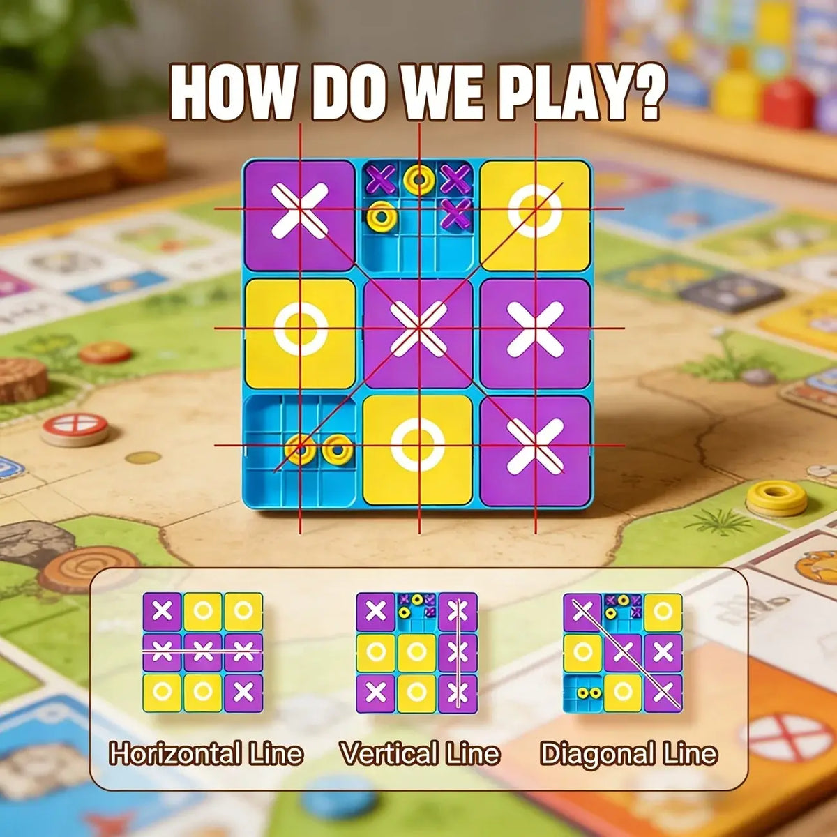 Strategic Upgraded Tic-Tac-Toe Game for Parties - Xs Vs O' Board Game for Boys, Girls, And Families - Nexvibe