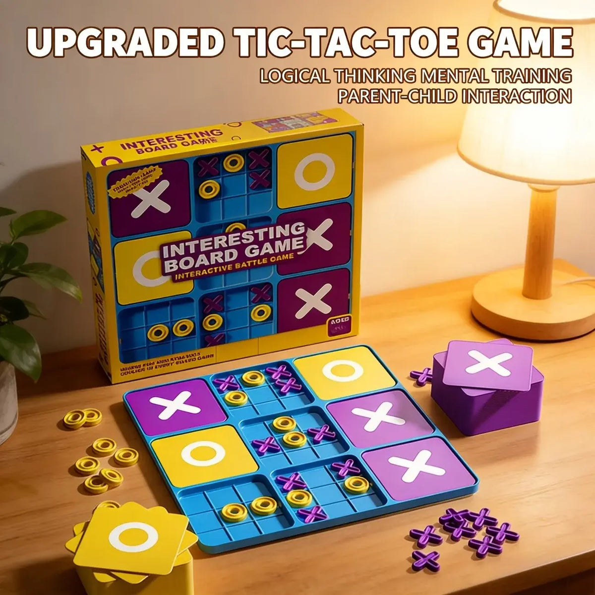 Strategic Upgraded Tic-Tac-Toe Game for Parties - Xs Vs O' Board Game for Boys, Girls, And Families - Nexvibe