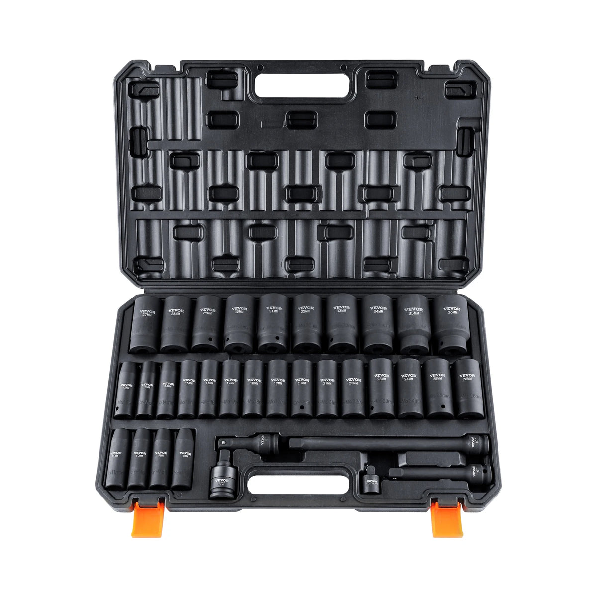SucceBuy 1/2’’ 3/8’’ Drive Impact Socket Set 23/33/34/48/65 PCs Deep Socket Set SAE Metric Cr-V Cr-Mo Alloy Steel