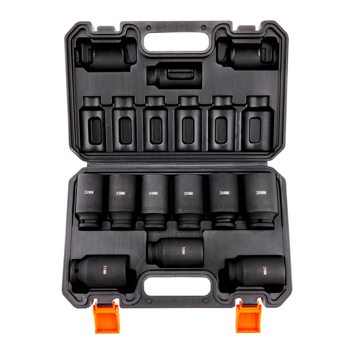 SucceBuy 1/2’’ Drive Impact Socket Set 9 Piece Deep Socket Set Metric 29-38mm 6 Point Cr-Mo Alloy Steel for Auto Repair