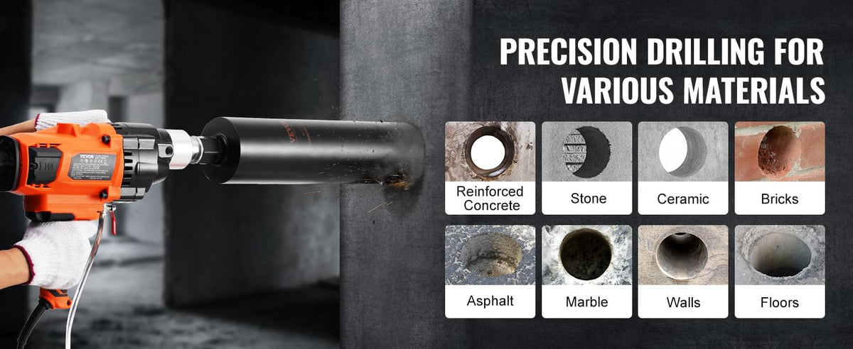 SucceBuy 2000W/2600W Handheld Core Drill Machine Drilling Diameter Wet&Dry Diamond Core Drill Rig Rugged Concrete Core Drill - Nexvibe
